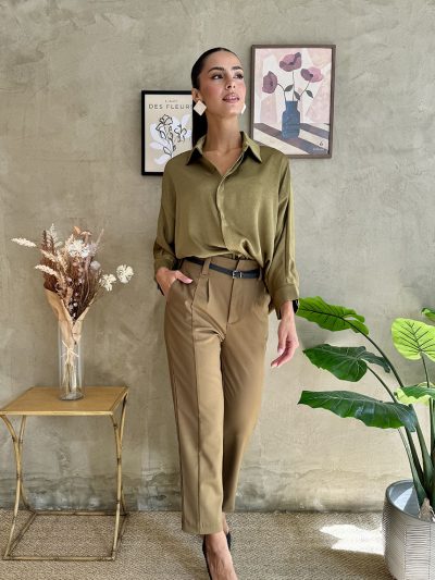 Παντελόνι ψηλόμεσο Bourbon-olive