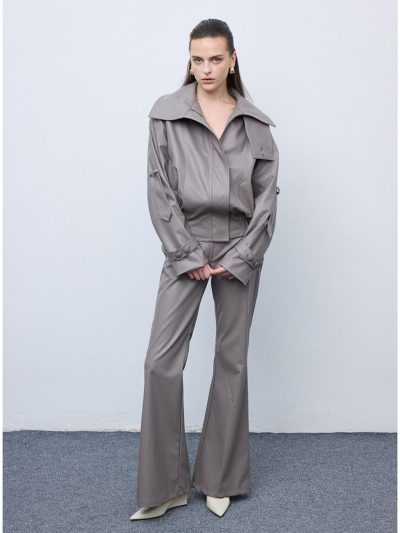 Leather Knots Jacket Gray