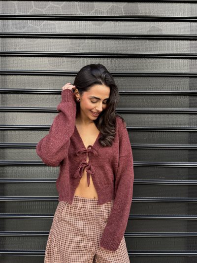 Πλεκτή ζακέτα δετή