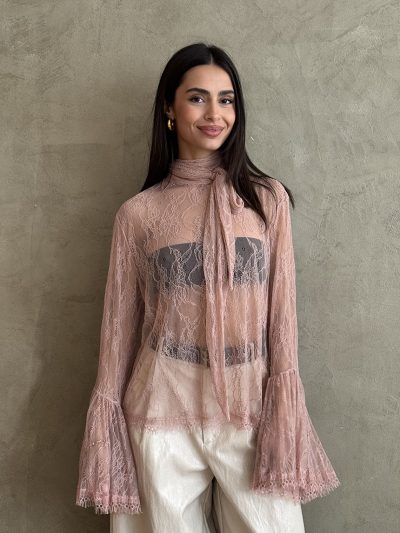 Μπλούζα δαντέλα pink