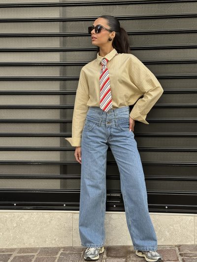 Alaia wide leg denim-mid/light blue