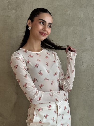 Κορμάκι φλοράλ ecrou