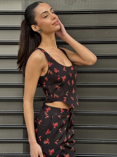 Top floral black